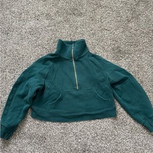 Emerald Green Lulu Lemon Half-Zip Cropped Pullover